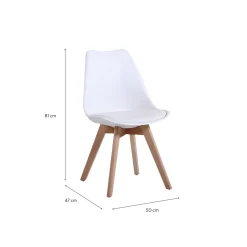 Silla de comedor blanca acolchada Leisure 50x47x81cm