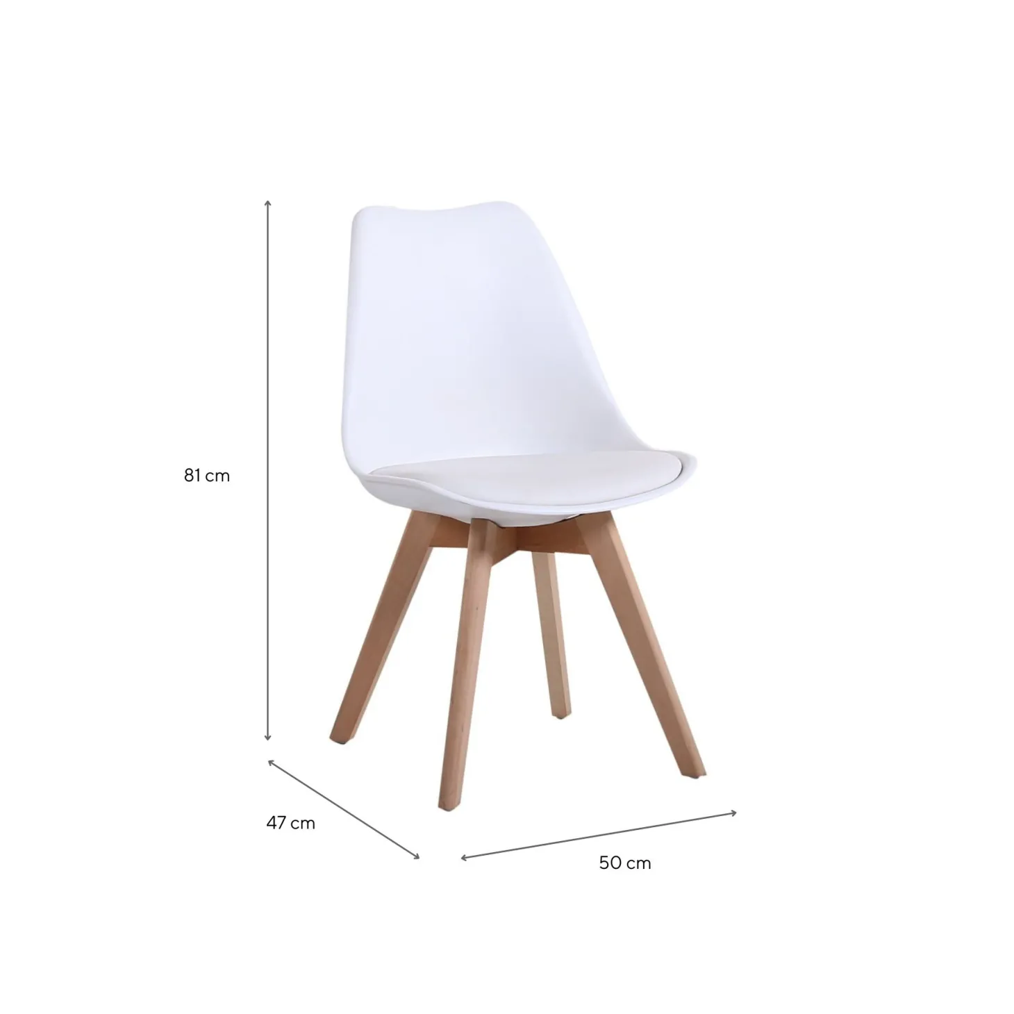 Silla de comedor blanca acolchada Leisure 50x47x81cm