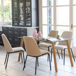 Silla de comedor borreguito beige Mina 49x60x91cm