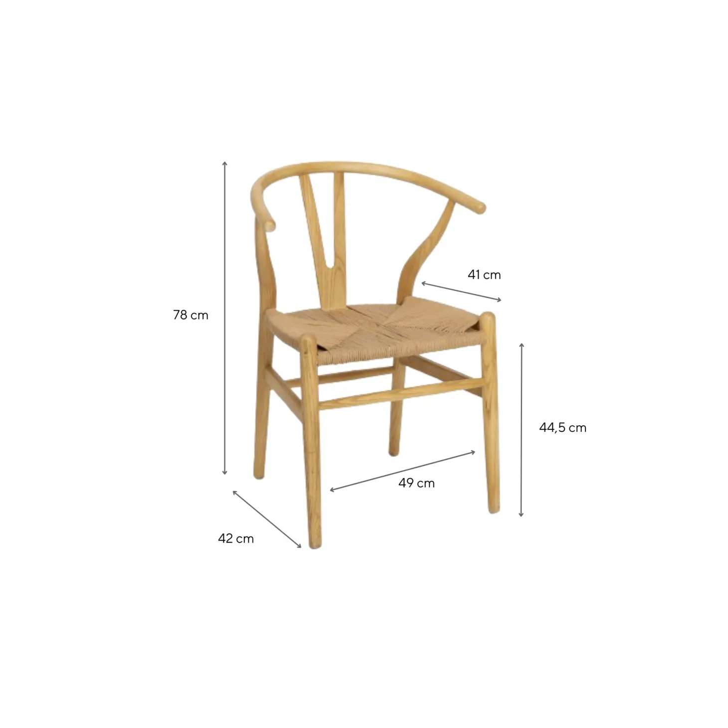 Silla de comedor de madera de olmo Irma 49x42x78cm Clau&Chloe