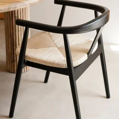 Silla de comedor de madera de haya negra Lilia 56x56x73cm