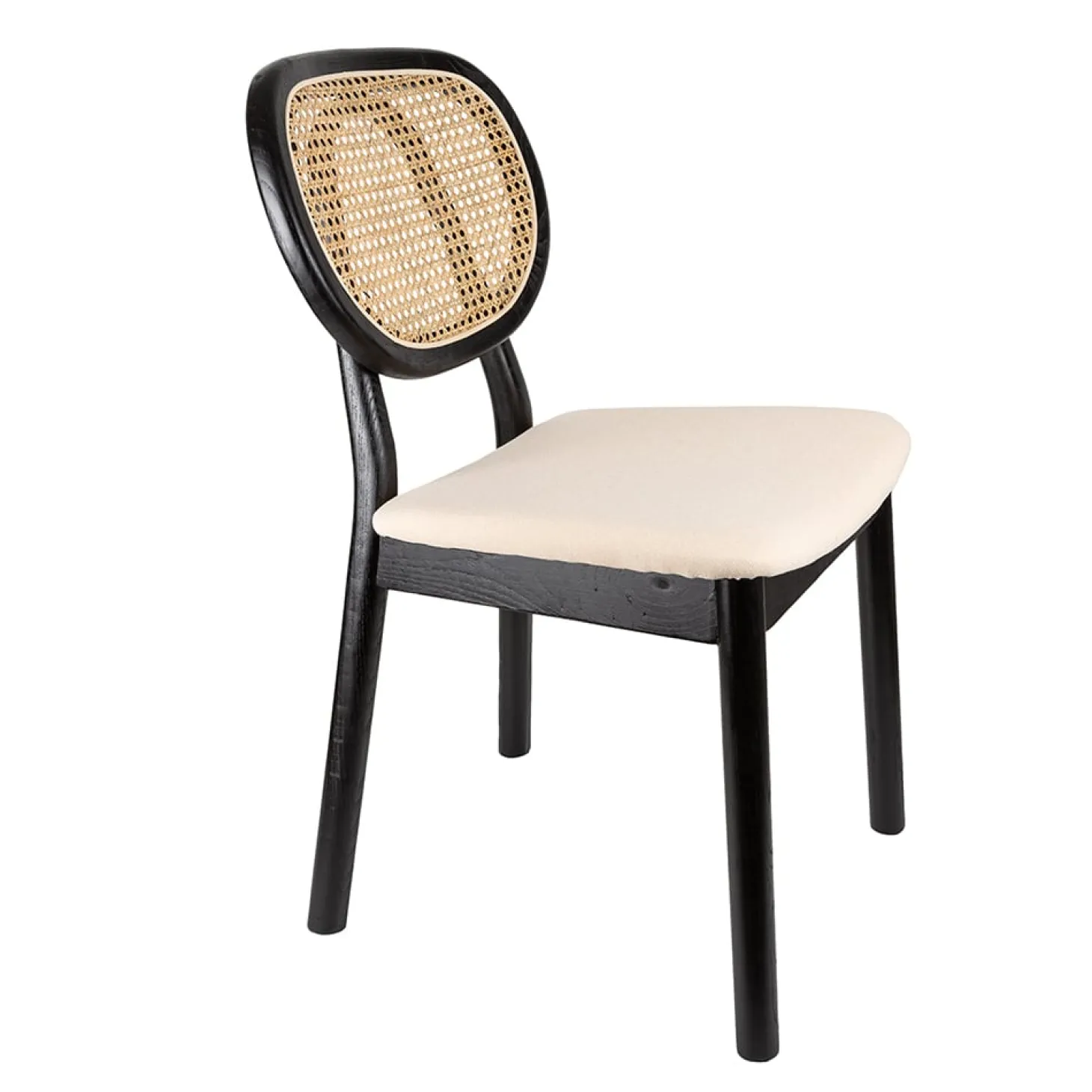 Silla de comedor de ratán y lino Cibran 46x42x85cm Clau&Chloe