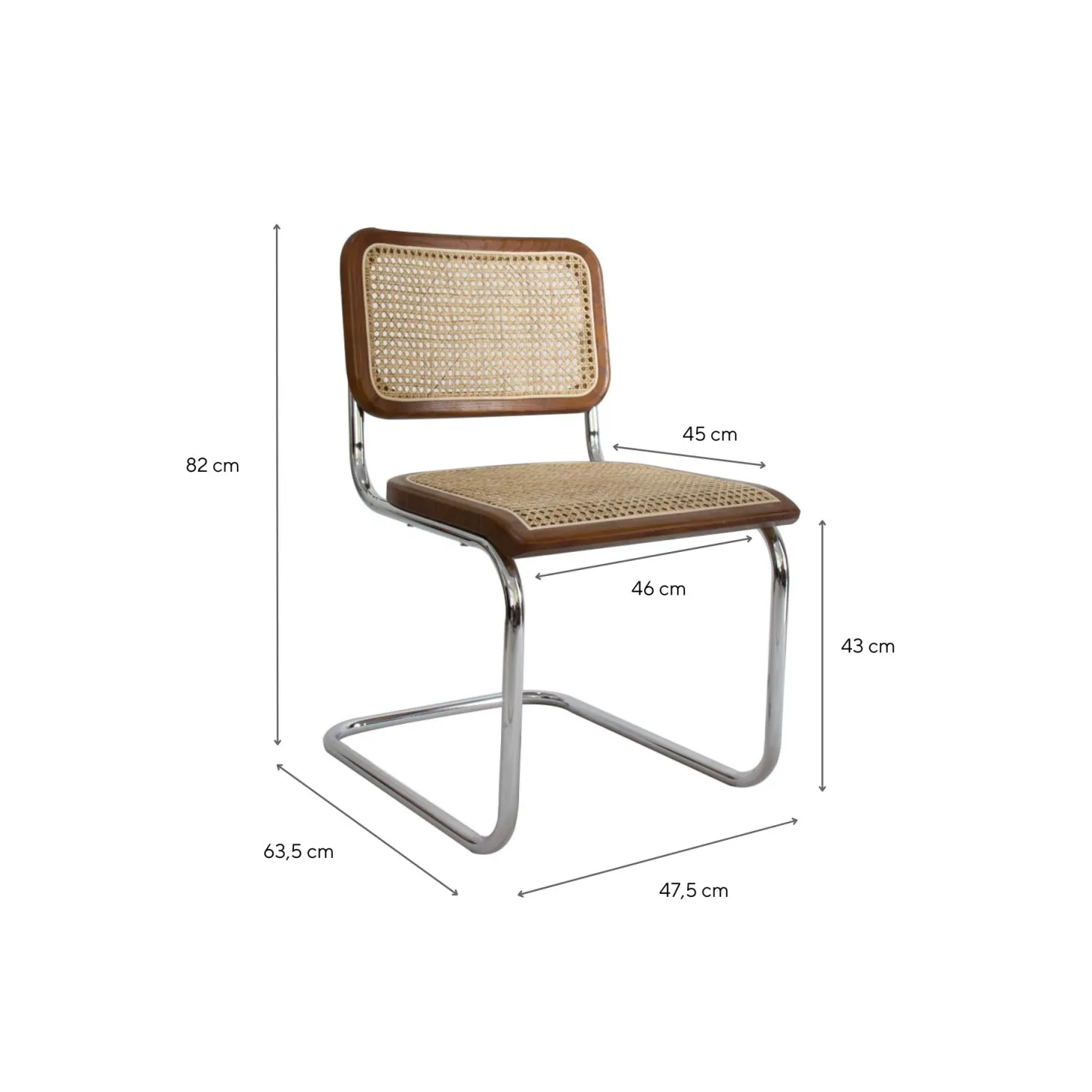 Silla de comedor de ratán Leonor 47,5x63,5x82cm Clau&Chloe