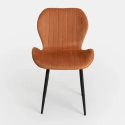 Silla de comedor de terciopelo naranja Lydia 54x50x86cm Clau&Chloe