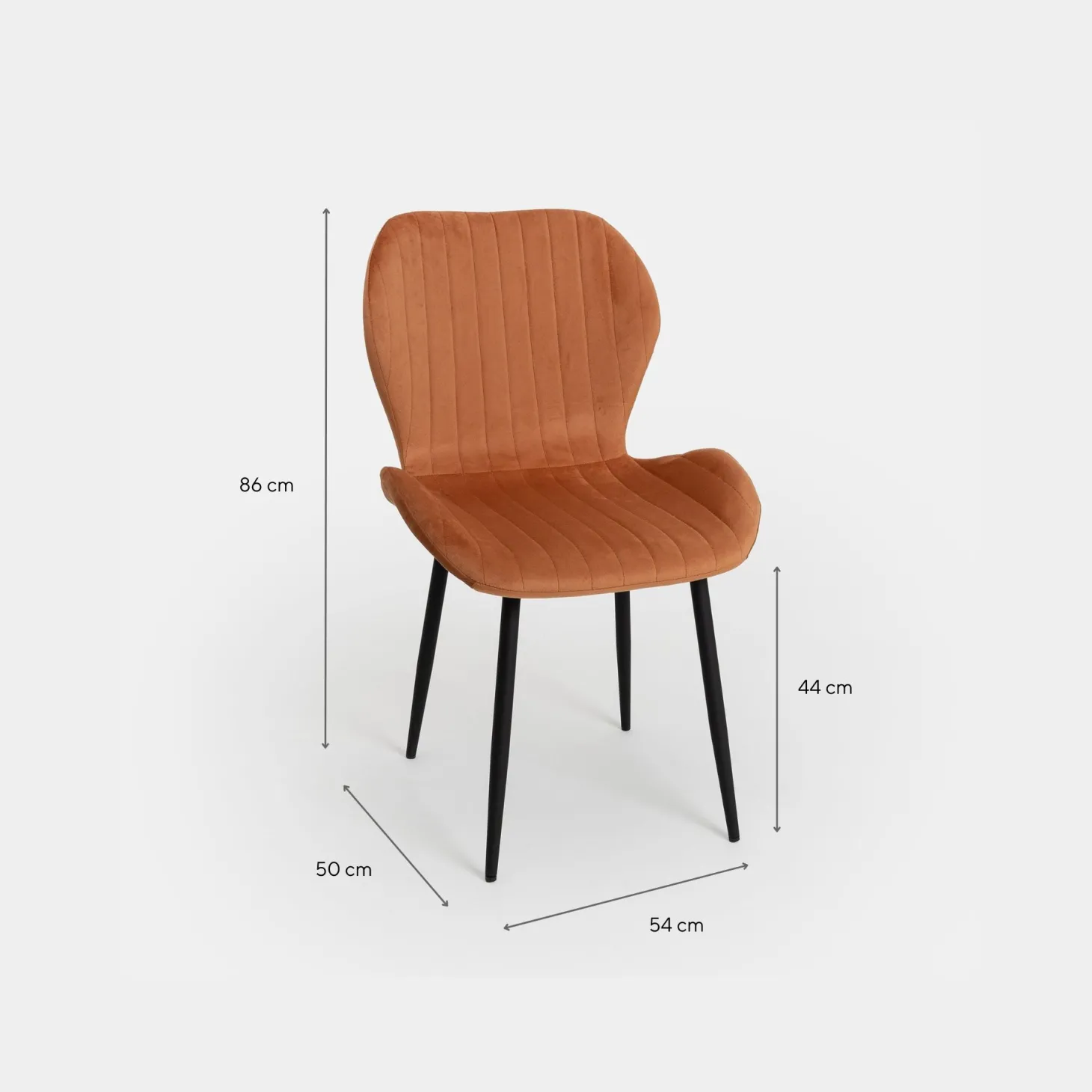 Silla de comedor de terciopelo naranja Lydia 54x50x86cm Clau&Chloe