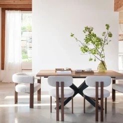 Silla de comedor efecto madera crema Velia 60x70x97cm Clau&Chloe