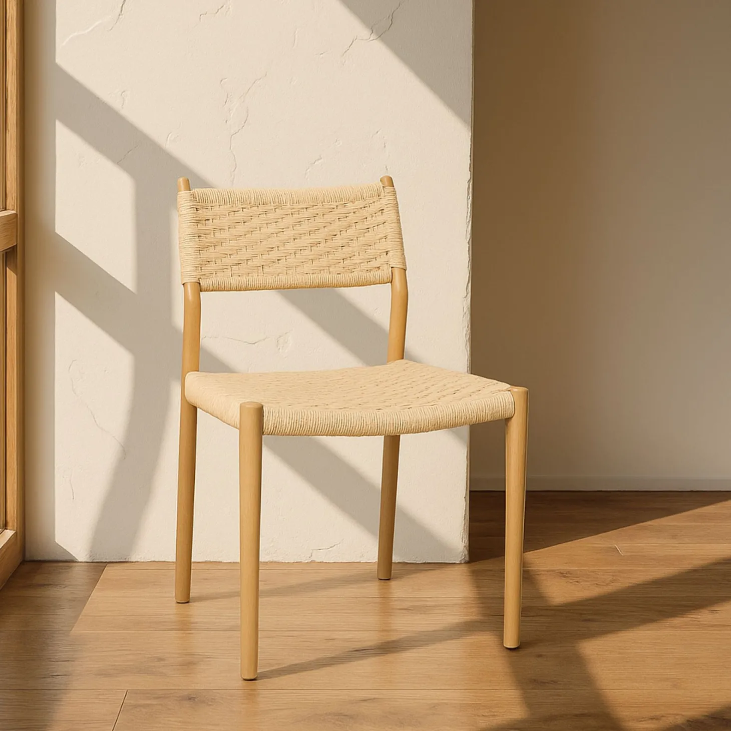 Silla de comedor efecto madera beige Vilma 56x50x82cm Clau&Chloe