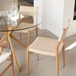 Silla de comedor efecto madera beige Vilma 56x50x82cm Clau&Chloe
