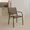 Silla de jardín apilable con reposabrazos de aluminio marrón Feroe 65x56x88cm