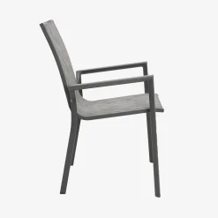Silla de jardín apilable de aluminio y textilene gris 58x65x91,5cm