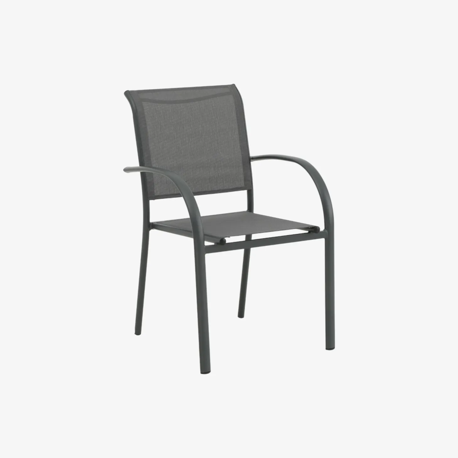 Silla de jardín de aluminio y textilene gris Tabarca 56x62x88cm