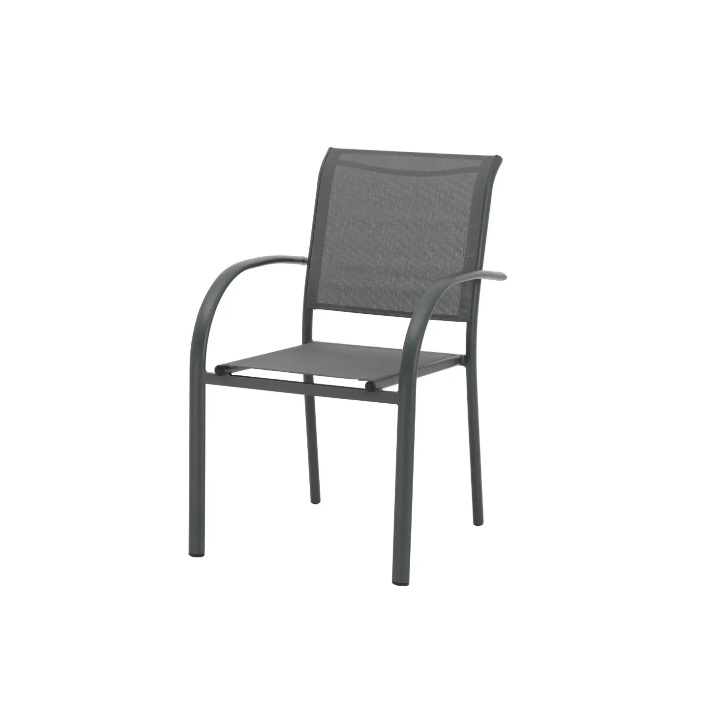 Silla de jardín de aluminio y textilene gris Tabarca 56x62x88cm