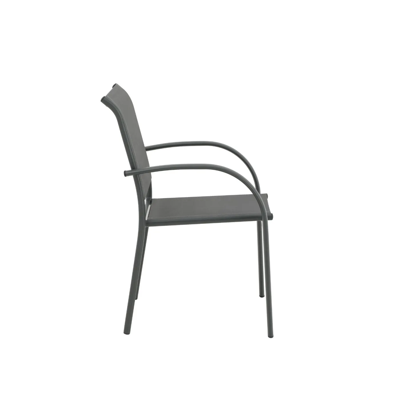 Silla de jardín de aluminio y textilene gris Tabarca 56x62x88cm