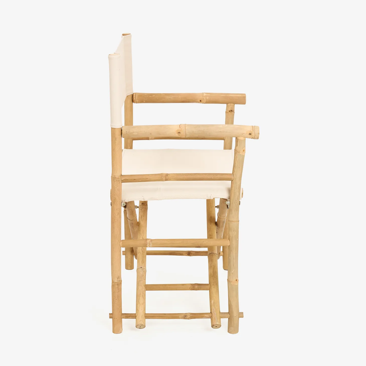 Silla de jardín de director de bambú blanca Chios 58x44x88cm