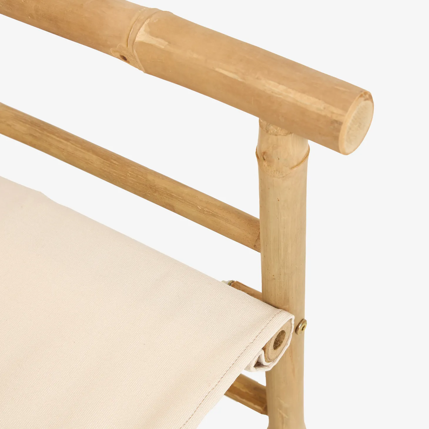 Silla de jardín de director de bambú blanca Chios 58x44x88cm