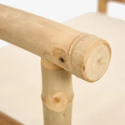 Silla de jardín de director de bambú blanca Chios 58x44x88cm