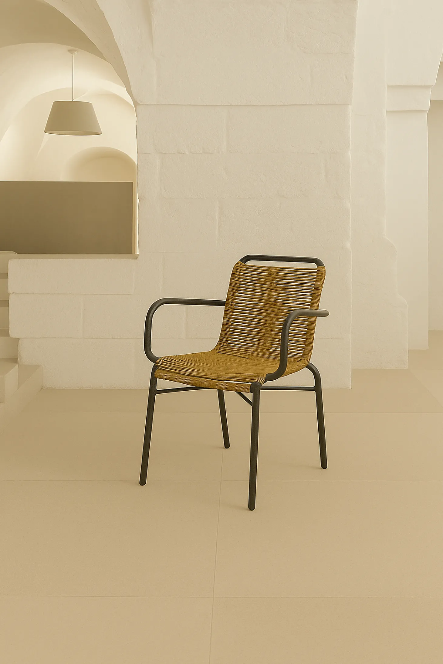 Silla de jardín de ratán sintético y aluminio Anse 55x60x79cm