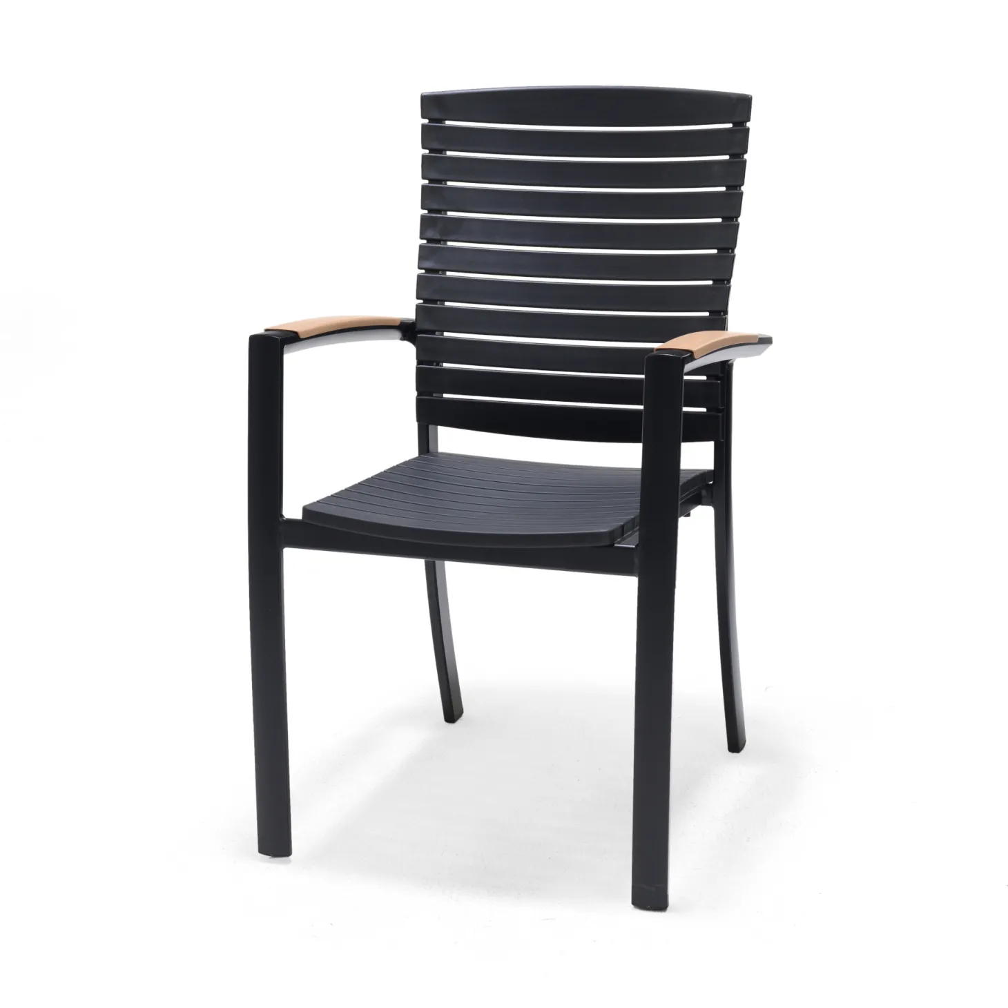 Silla de jardín negra de aluminio y DuraOcean 61x55x92cm