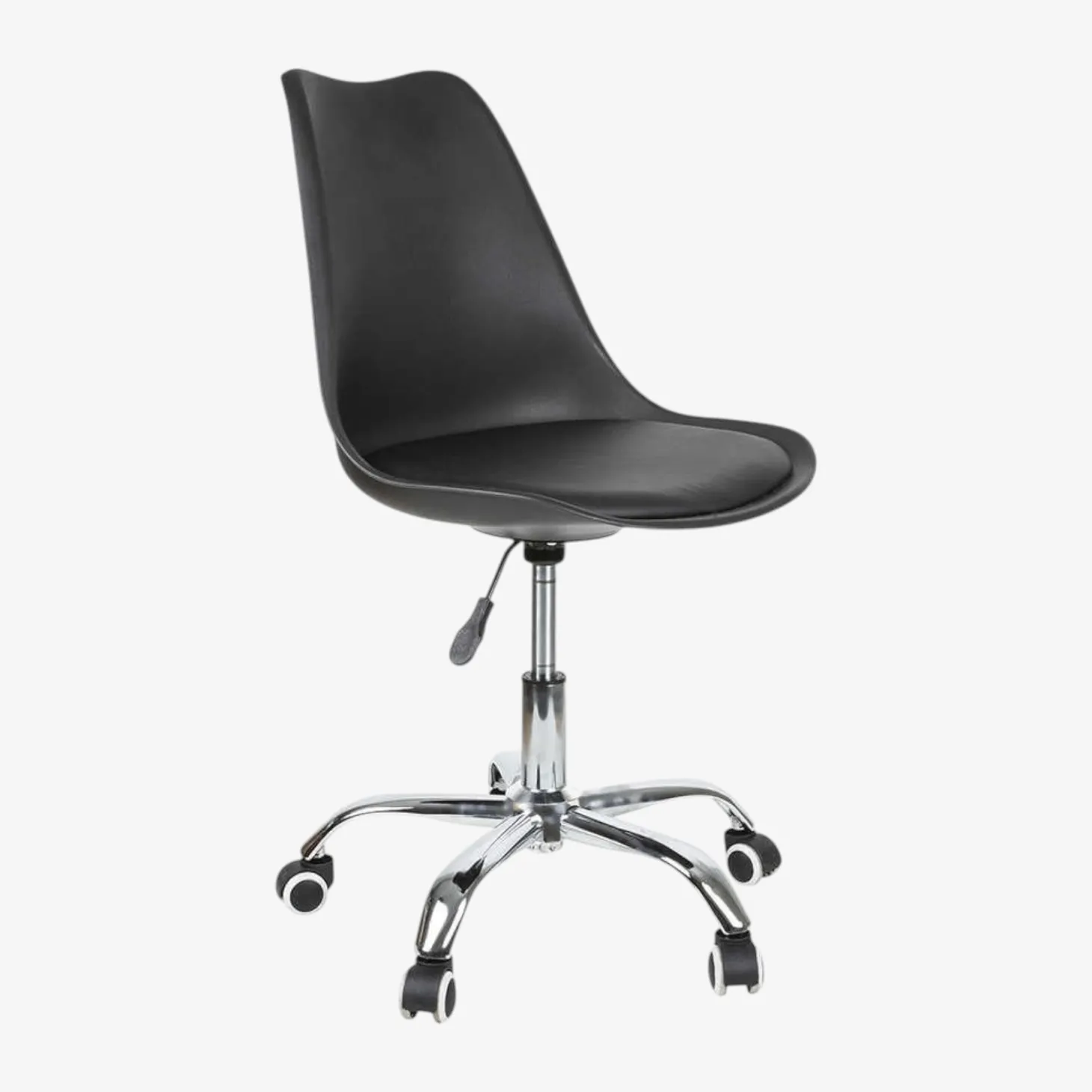 Silla de oficina con ruedas negra Tulip 48x55x82cm