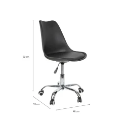 Silla de oficina con ruedas negra Tulip 48x55x82cm