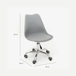 Silla de oficina con ruedas gris Tulip 48x55x45cm