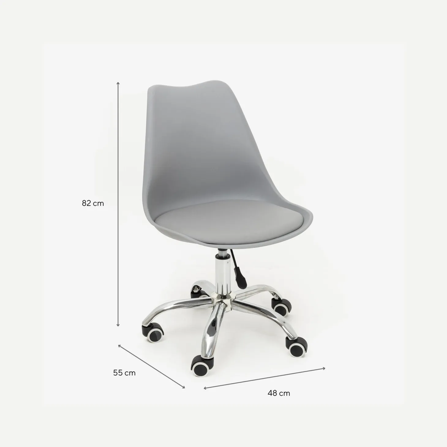 Silla de oficina con ruedas gris Tulip 48x55x45cm