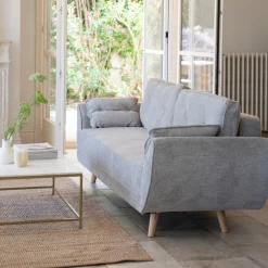 Sofá cama de 3 plazas gris claro Fules 212x85x85cm