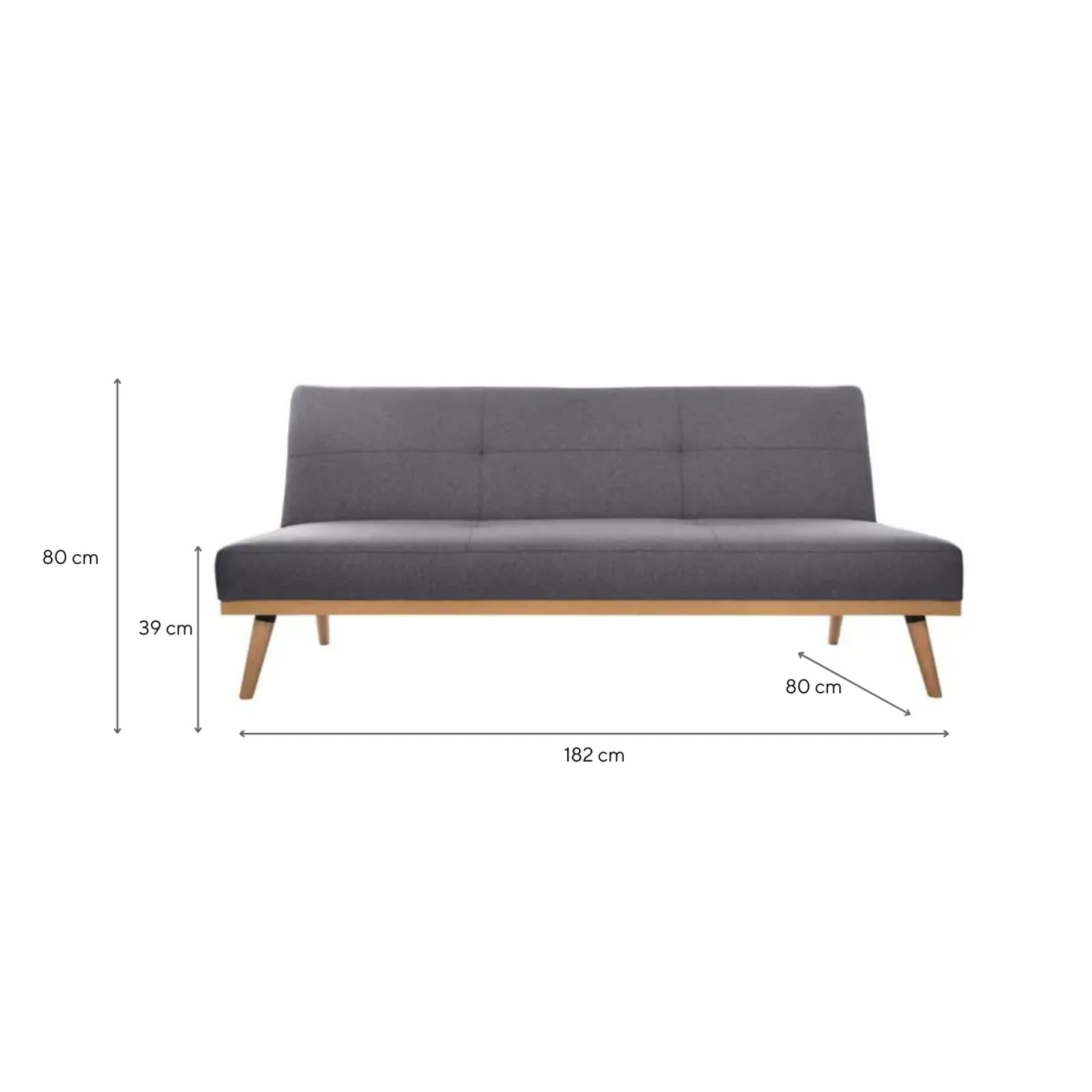 Sofá cama de 3 plazas gris oscuro Dylan 182x80x80cm