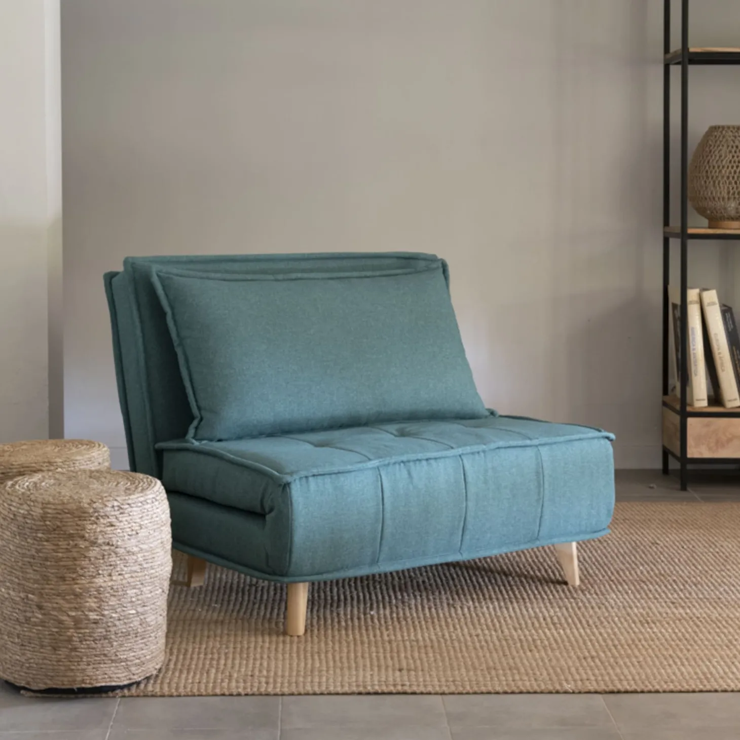 Sofá cama individual verde Luca 104x92x84cm