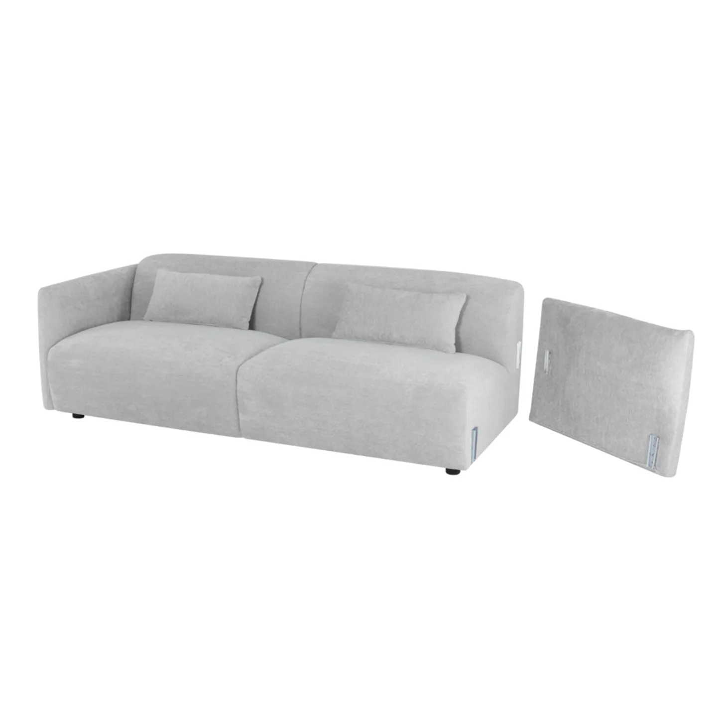 Sofá de 3 plazas de chenilla gris Ezra 216x88x70cm