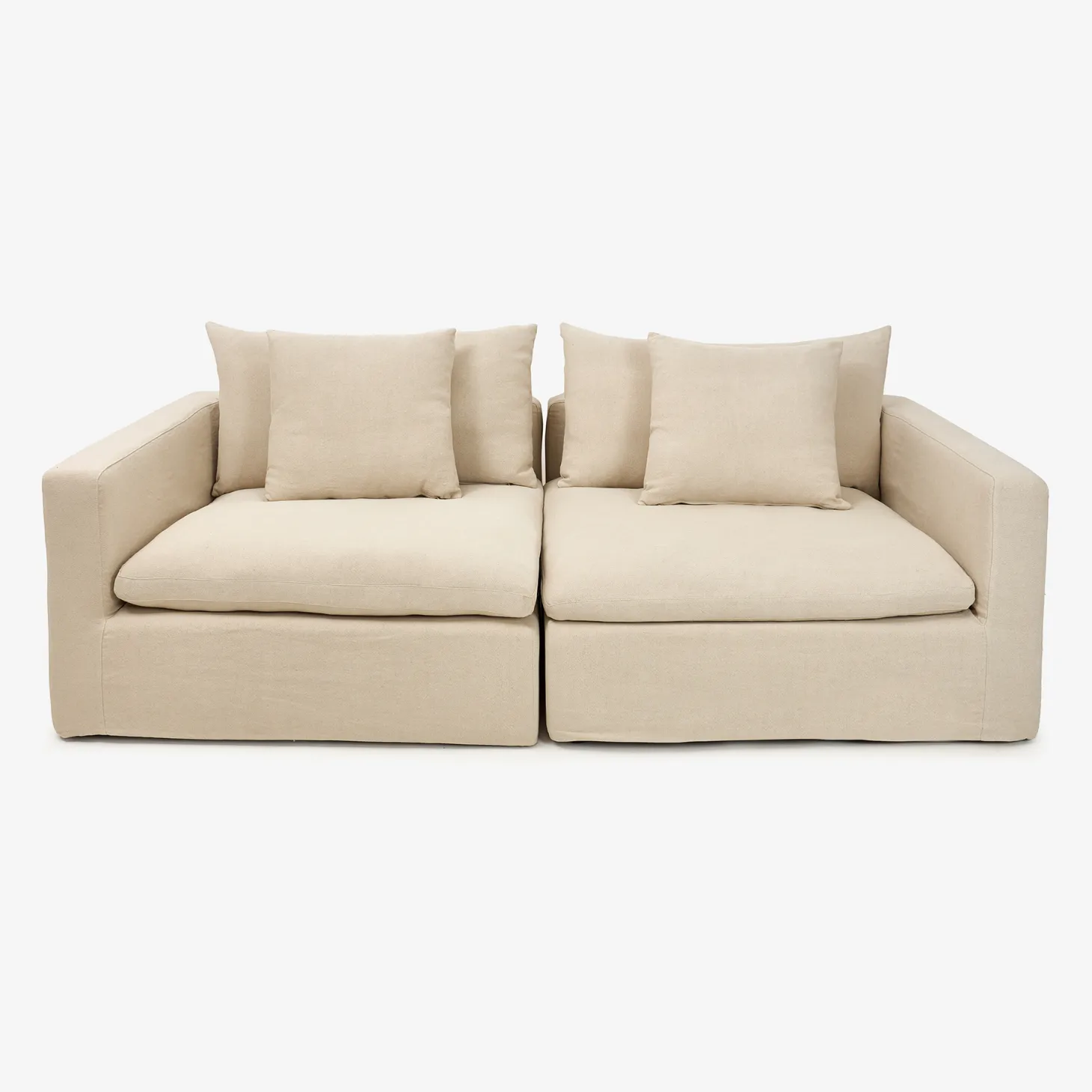 Sofá de 3 plazas de lino beige Aiden 220x110x80 Clau&Chloe