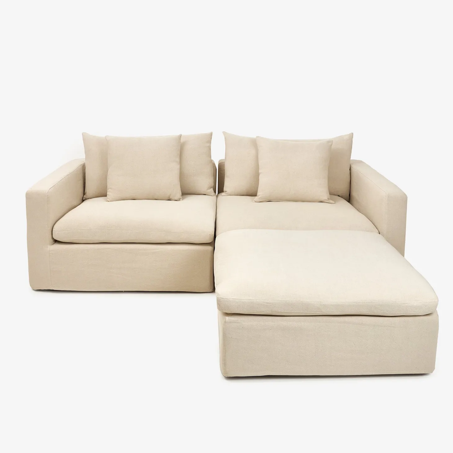 Sofá de 3 plazas de lino beige Aiden 220x110x80 Clau&Chloe