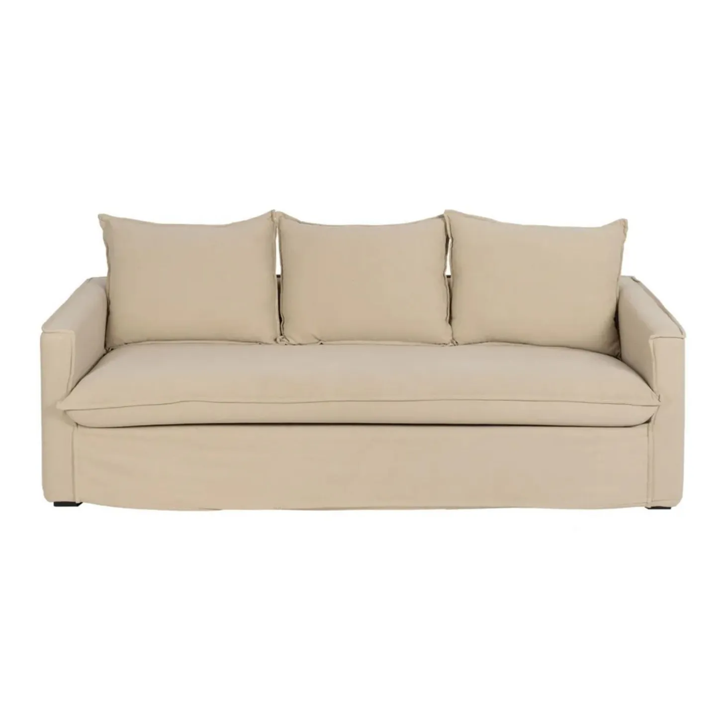 Sofá de 3 plazas de lino y algodón beige Bristol 220x95x90cm