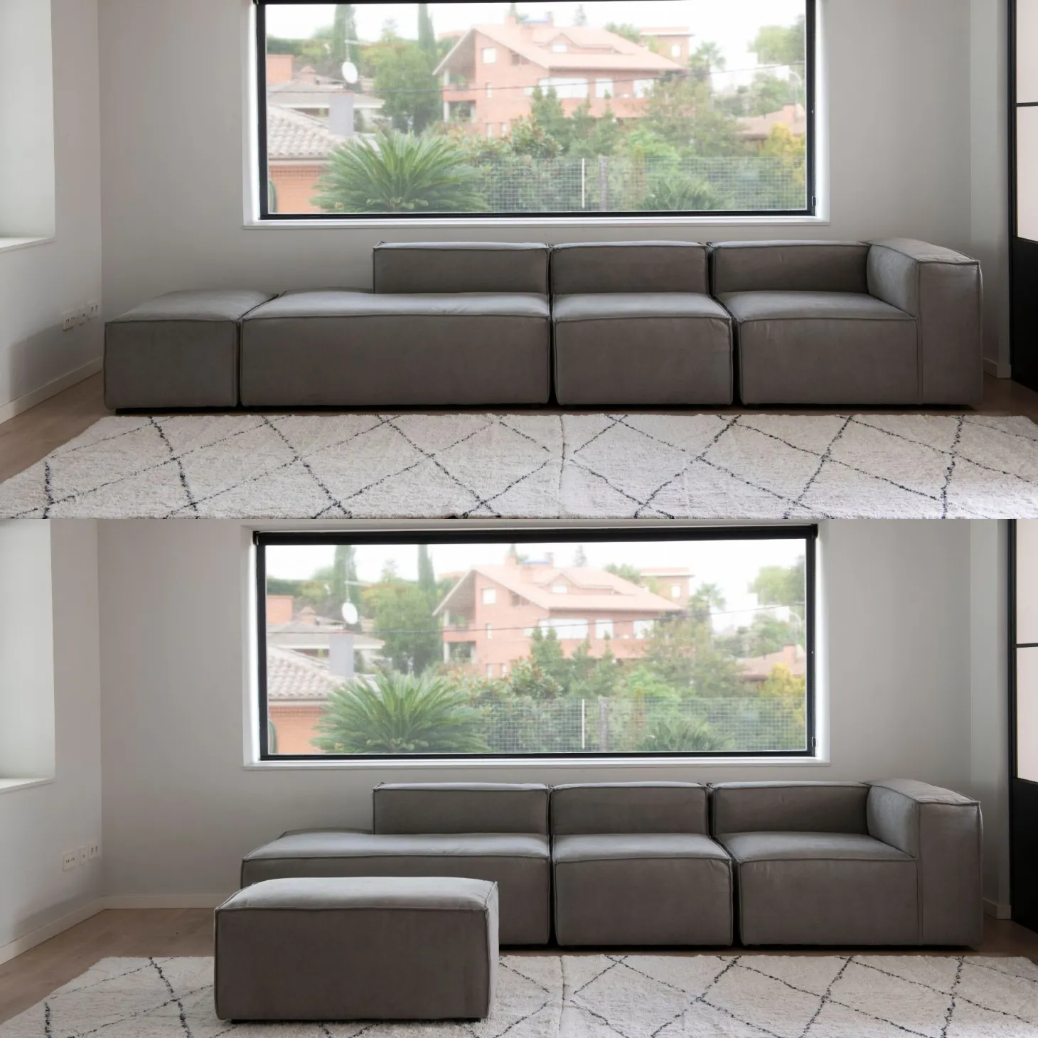 Sofá modular con chaise longue gris Arlo 350x170cm Clau&Chloe
