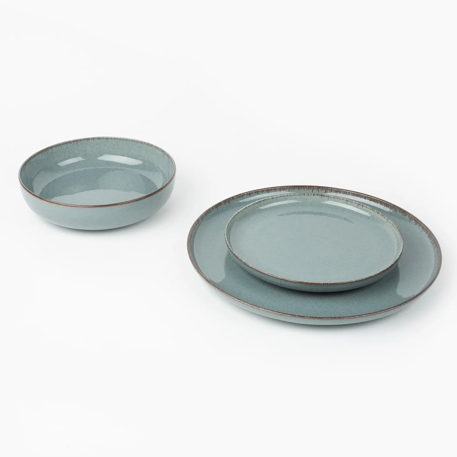 Vajilla de 12 piezas de porcelana azul Olite