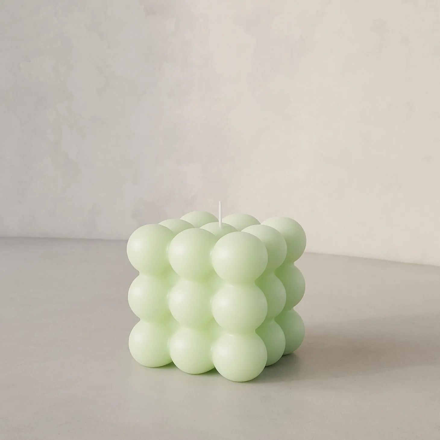 Vela decorativa verde Cubic 6x6cm